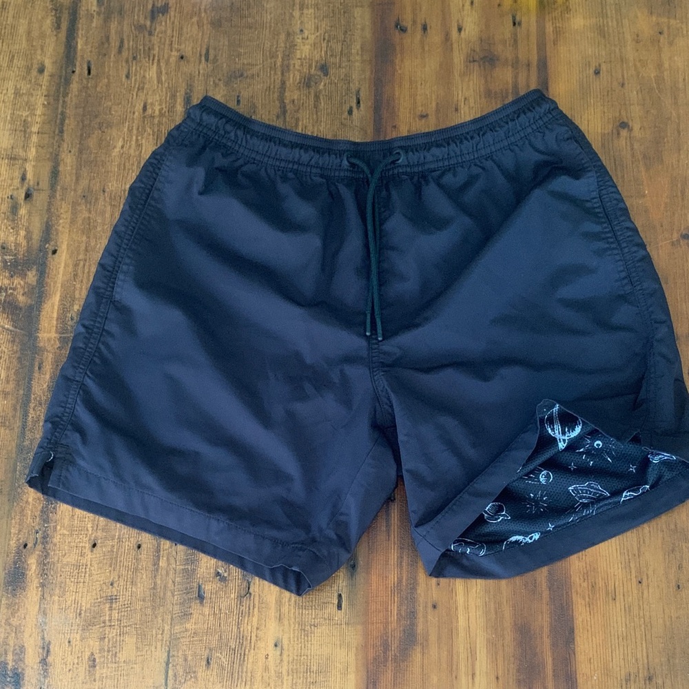 Cubbies Black Swim Trunks with Patterned Celestial Liner Sz S